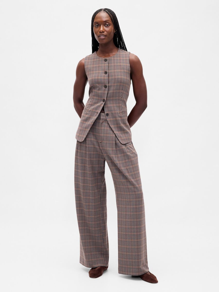 Brown stretch fabric trousers_0