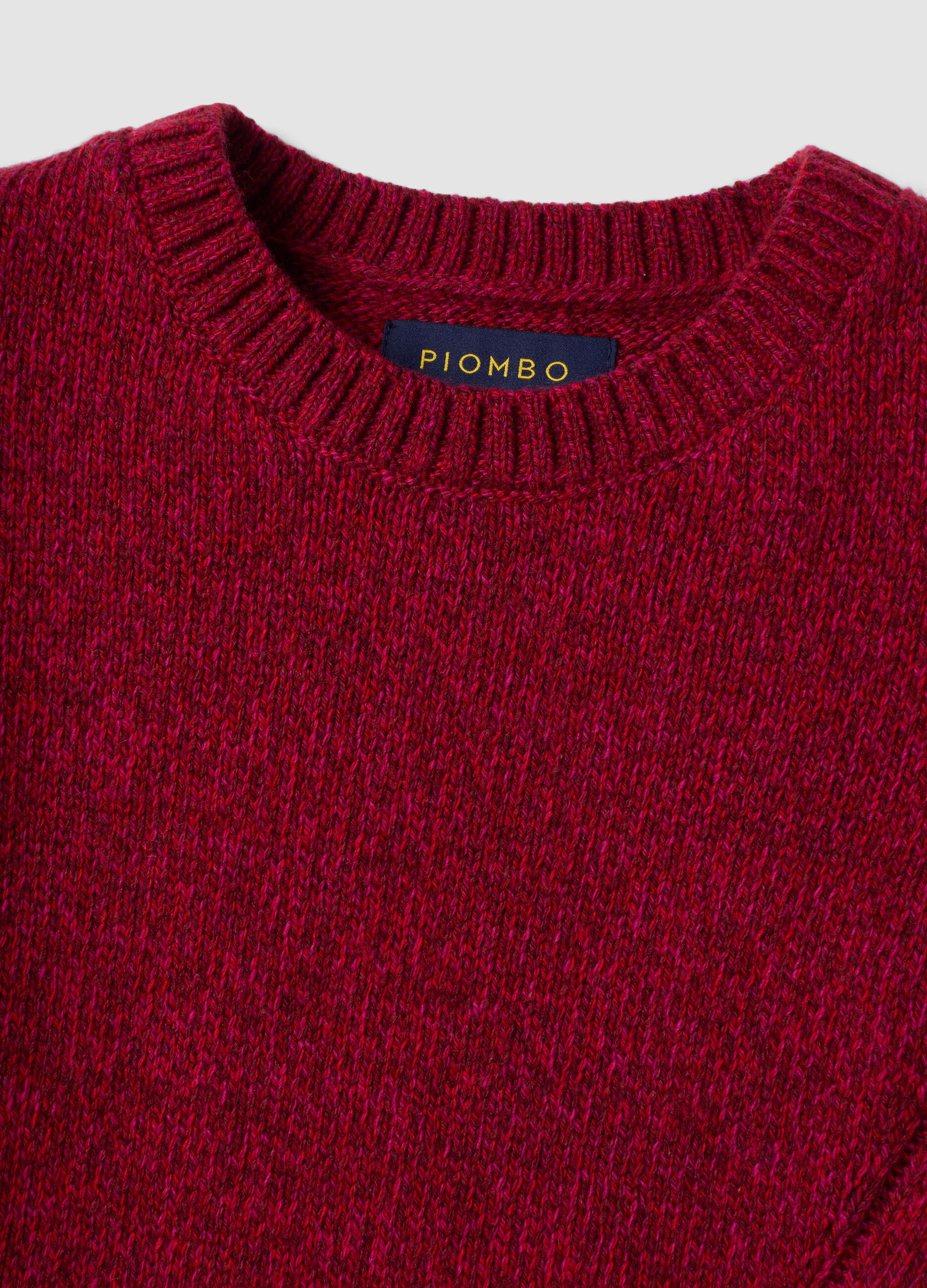 Red wool-blend crew-neck vest with oversized fit
