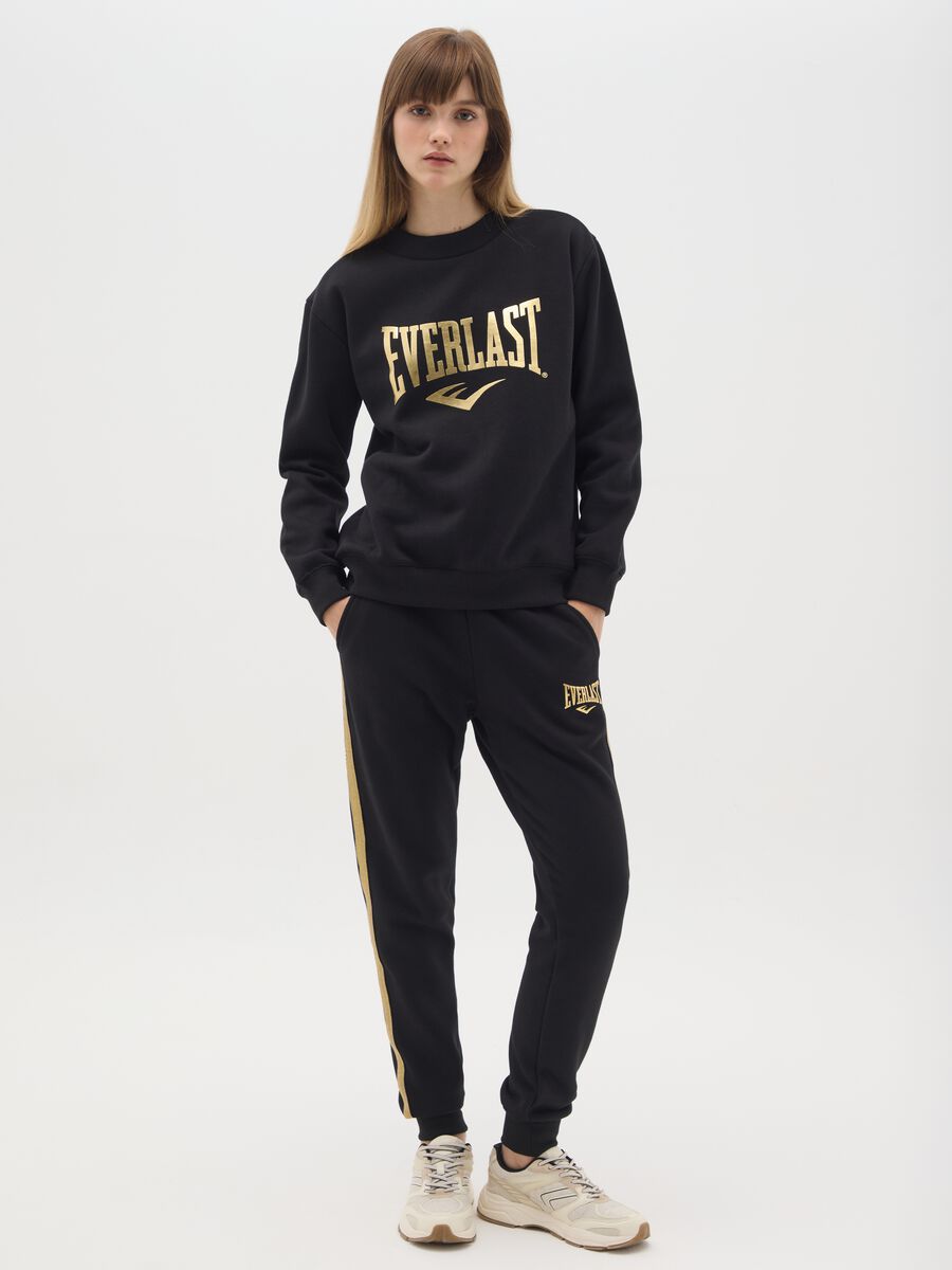 Black cotton blend sweatshirt regular fit with print_1