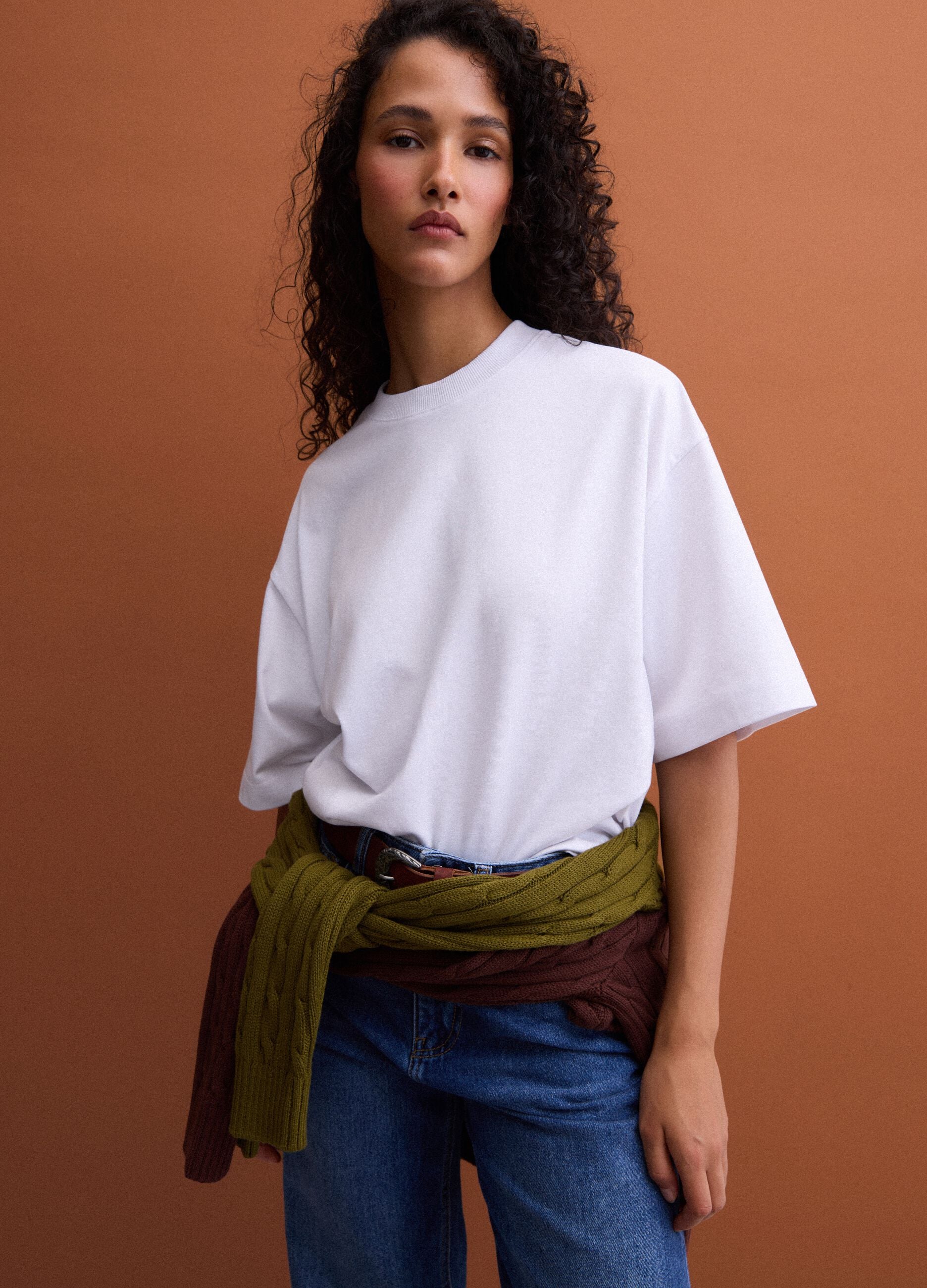 White cotton-blend jersey regular-fit crew-neck T-shirt