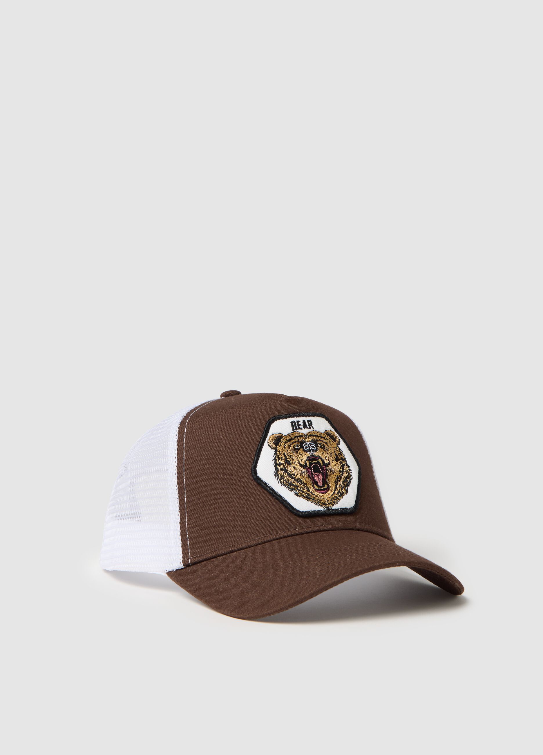 Cotton Baseball Cap with Bear Patch