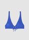 Blue triangle bikini top in stretch fabric with removable padding_0