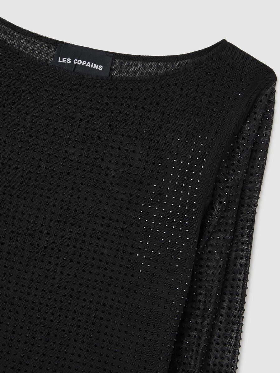 Black regular fit top with transparent sleeves_5