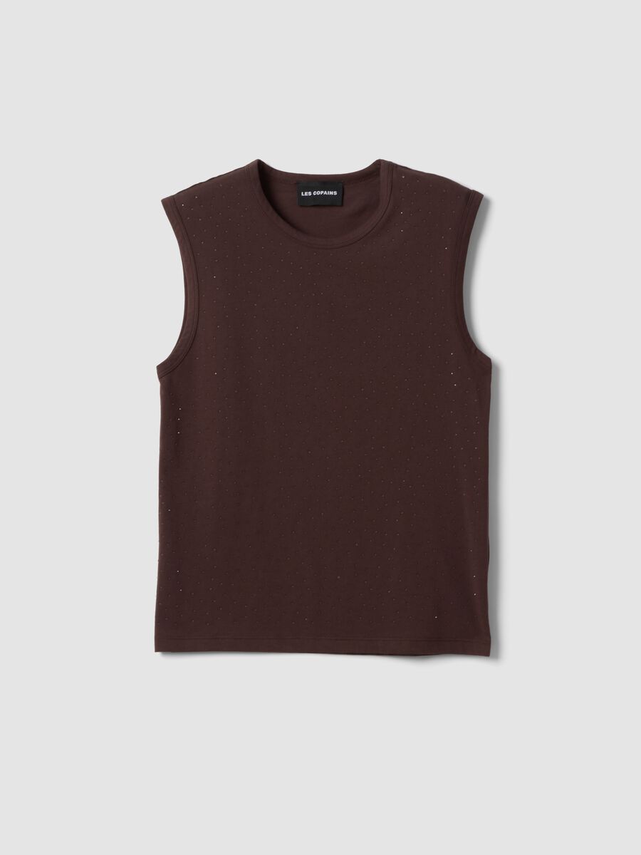 Brown cotton-blend top_0