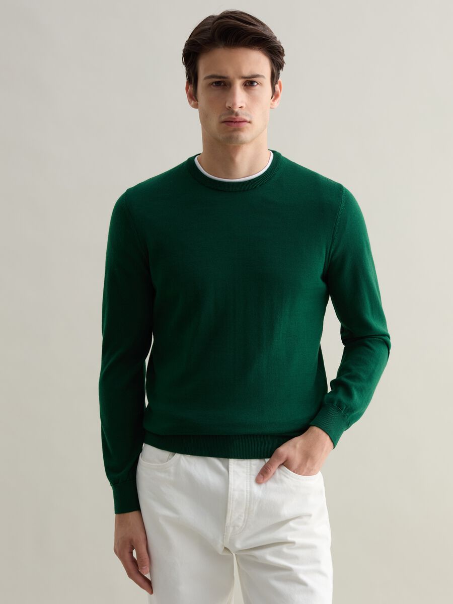 Merino wool pullover with round neck_0