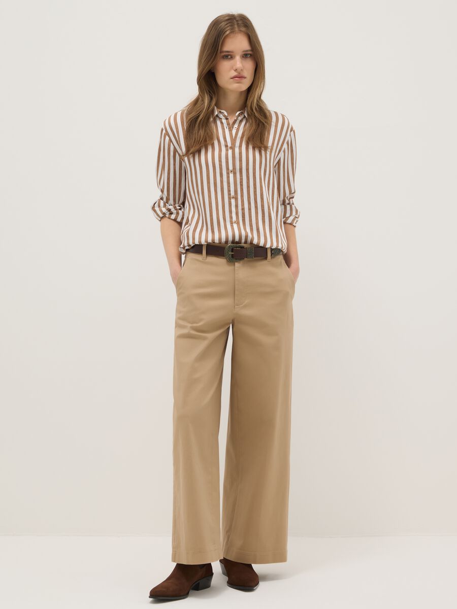 Beige Stretch Cotton Chino Trousers Regular Fit_0