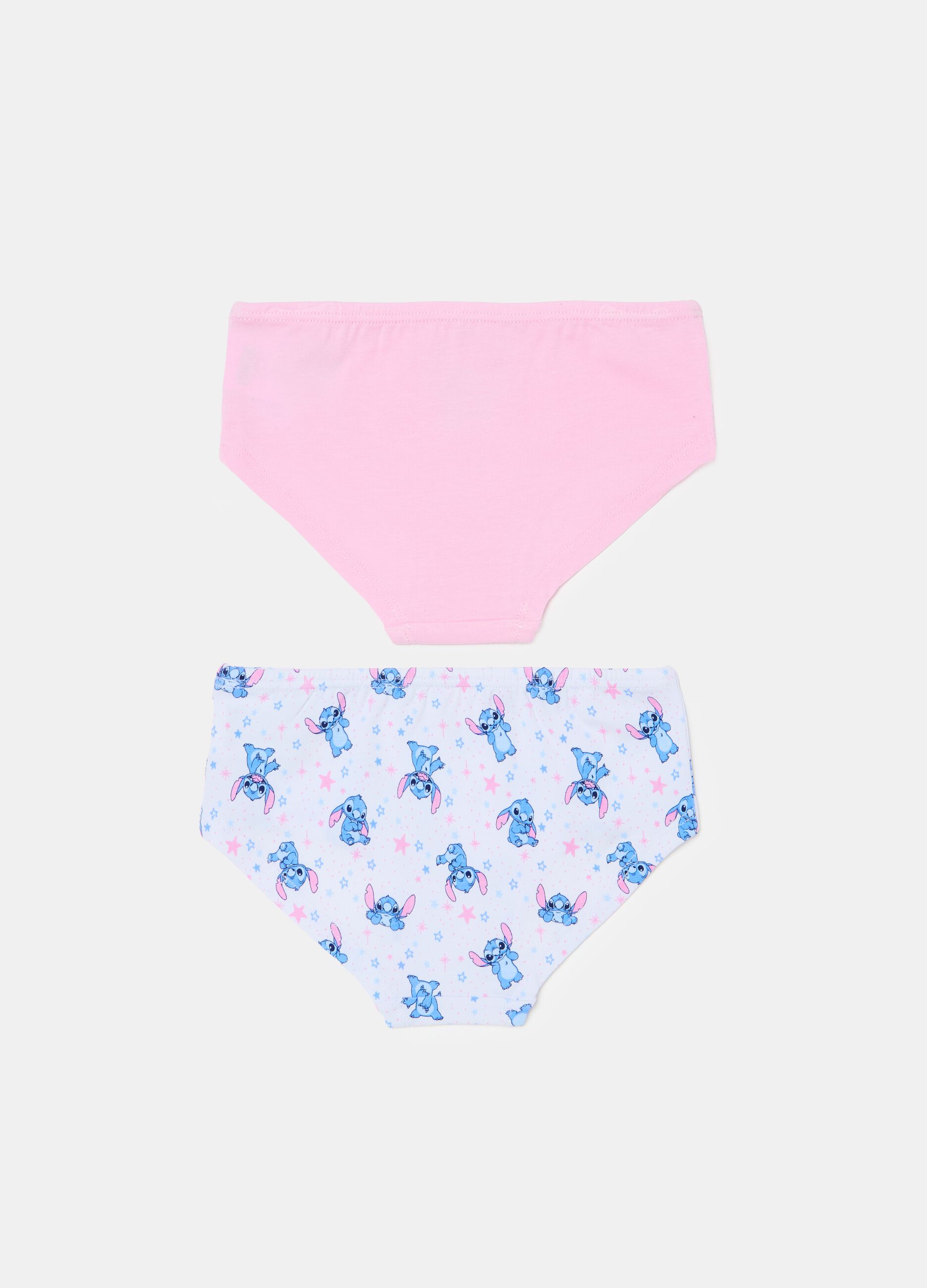 Two-pack organic cotton French knickers with Stitch print