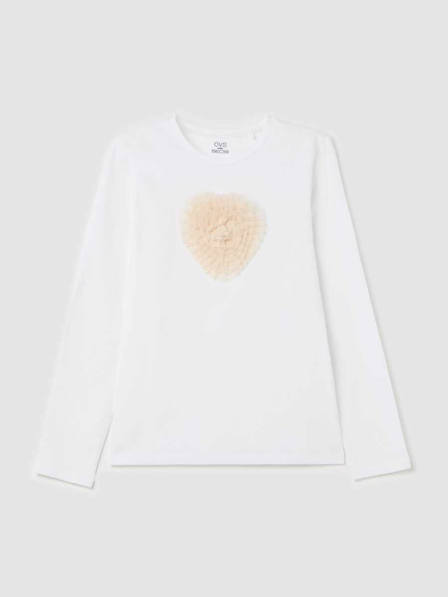 Long-sleeved T-shirt with tulle heart_0