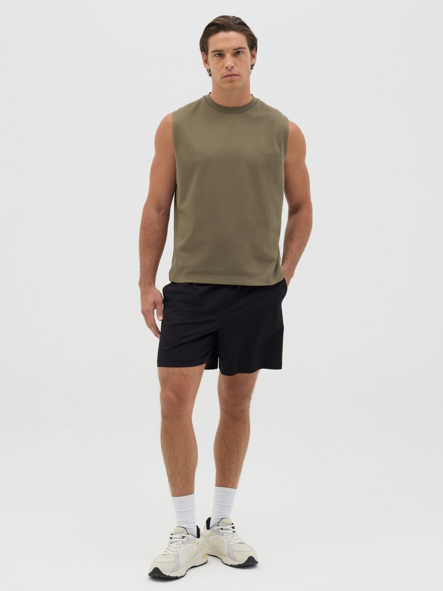 Men's Green Cotton Blend Relaxed Fit Tank Top_1