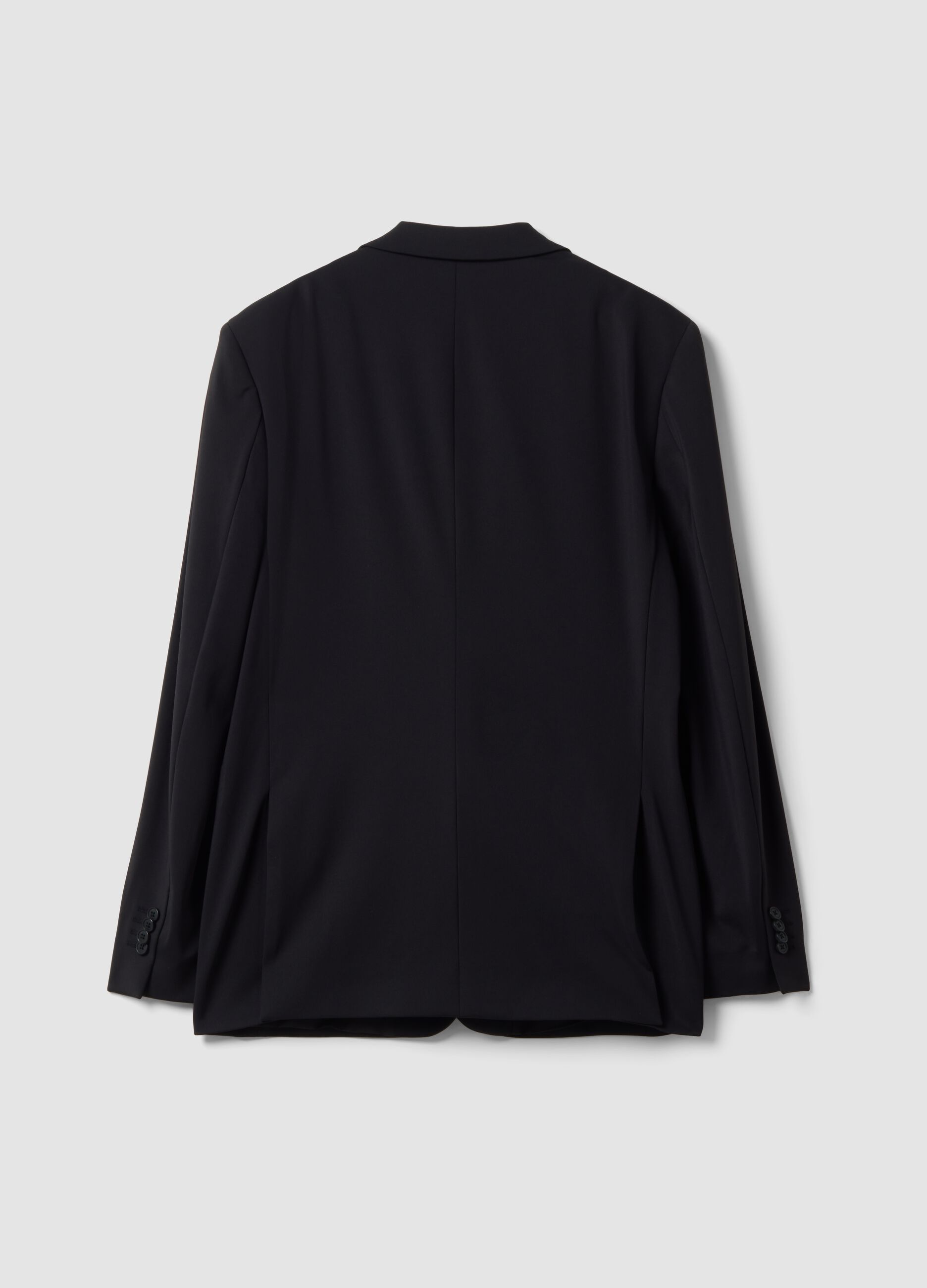 Black slim-fit 4-way stretch blazer, easy iron