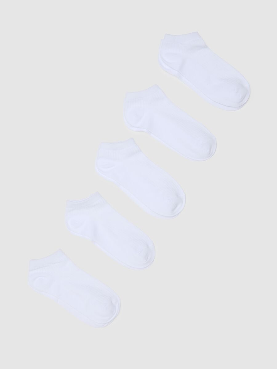 White cotton elastic multipack socks set_0