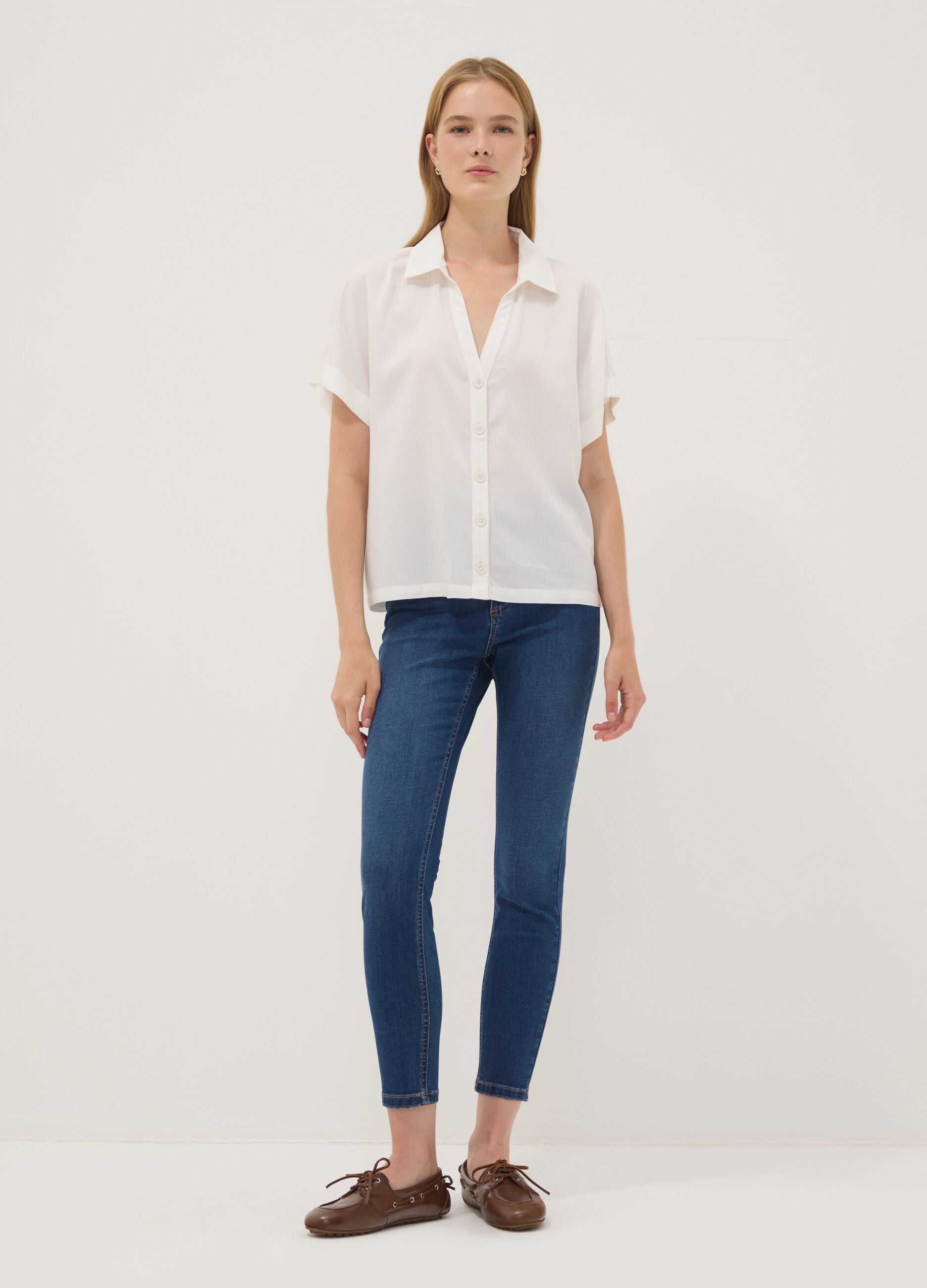 Blue skinny-fit stretch cotton-viscose jeans