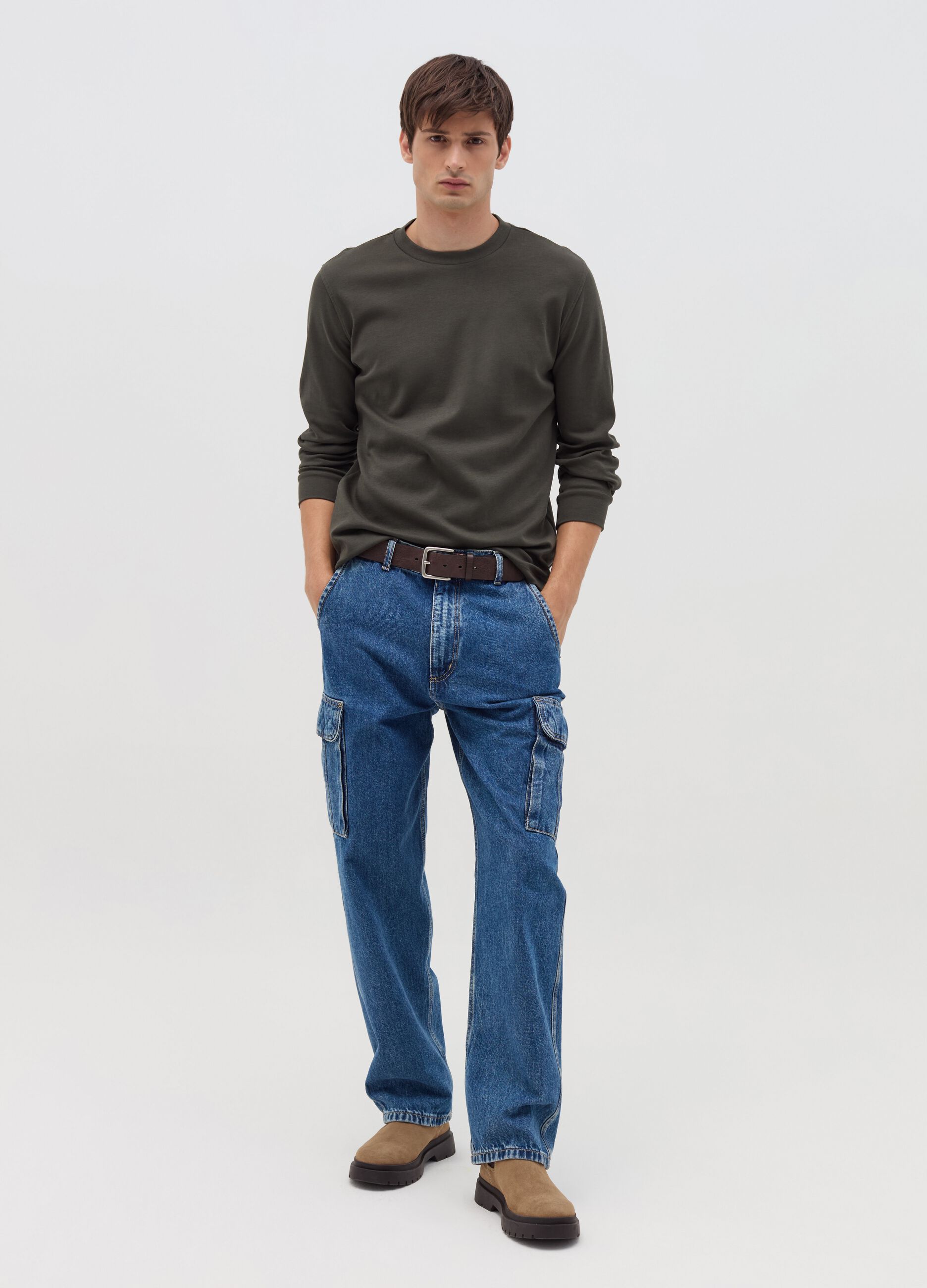 Long-sleeved T-shirt in interlock cotton