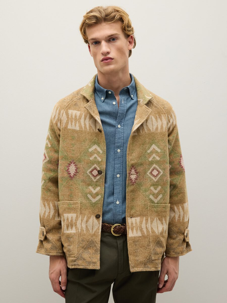 Giacca shacket beige con fanstasie e zip_1