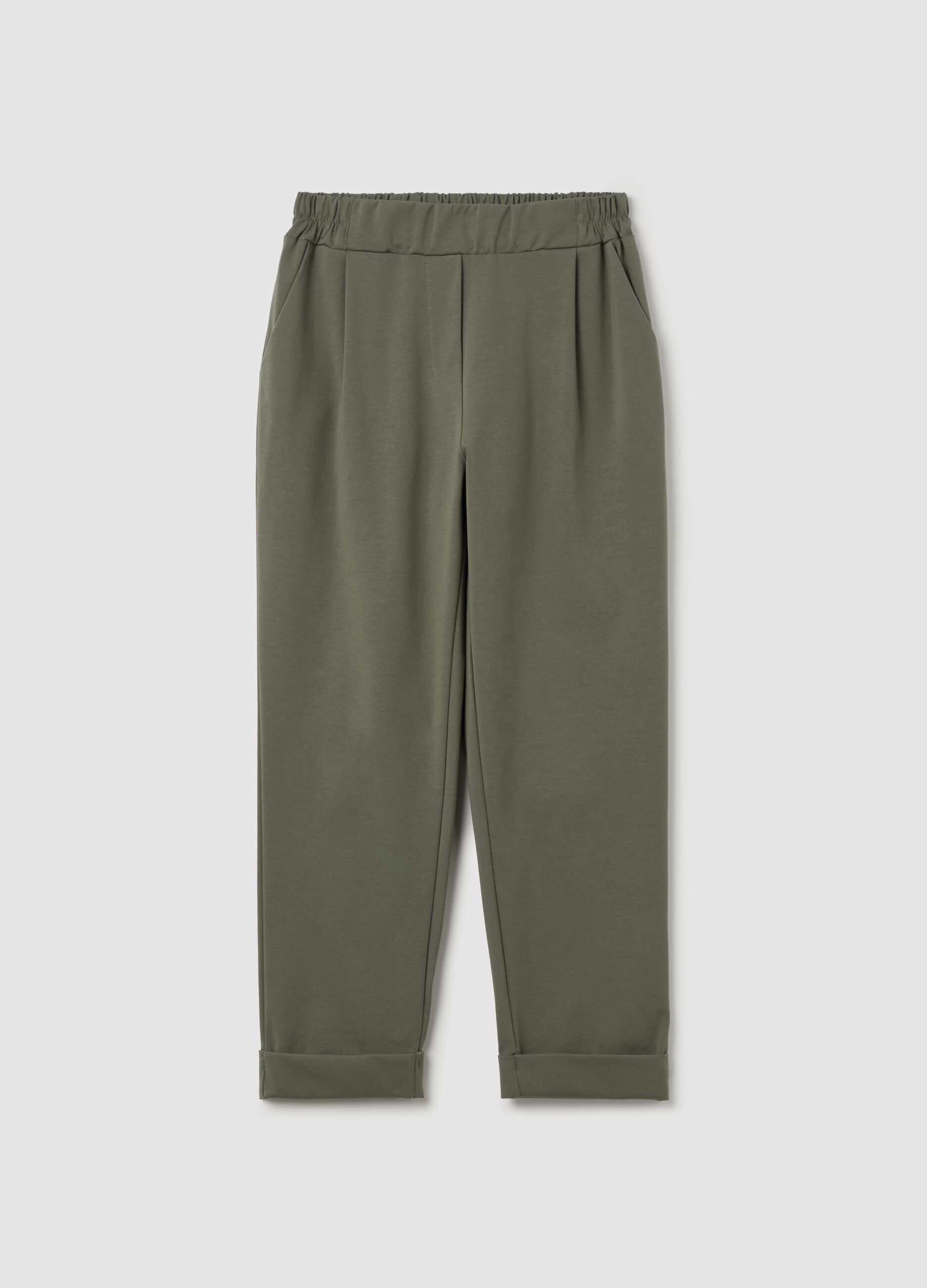 Pantalone chino cropped con risvolti
