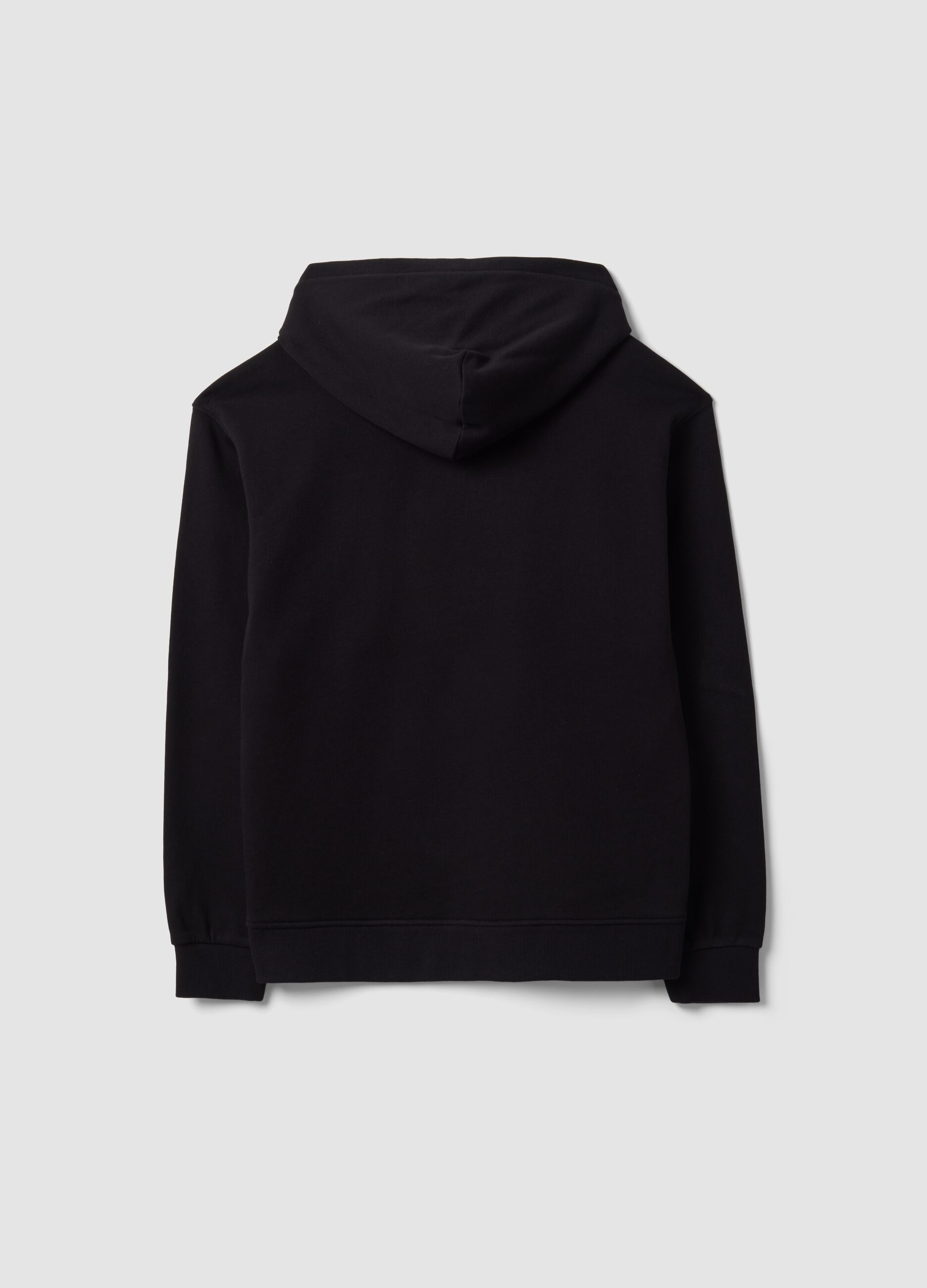 Black organic cotton zip-up hoodie