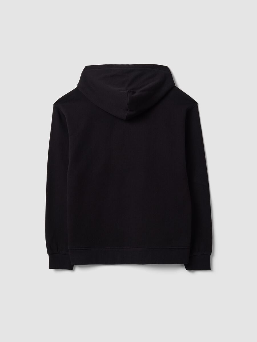 Black organic cotton zip-up hoodie_1