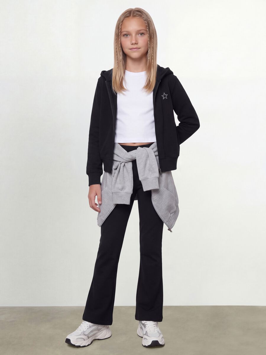 Pantaloni neri in cotone organico elasticizzato slim fit per ragazza_0