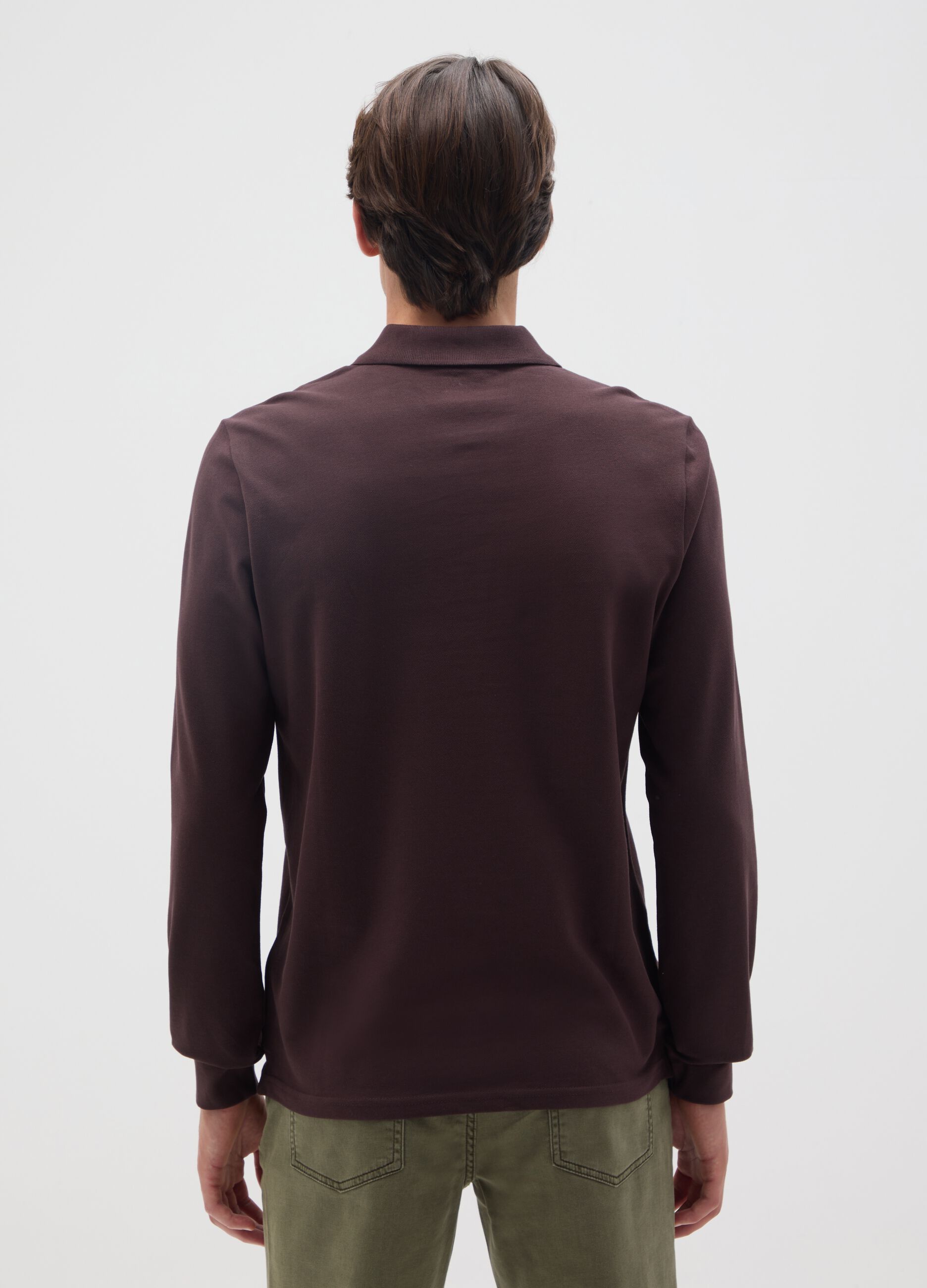 Polo in puro cotone marrone regular fit