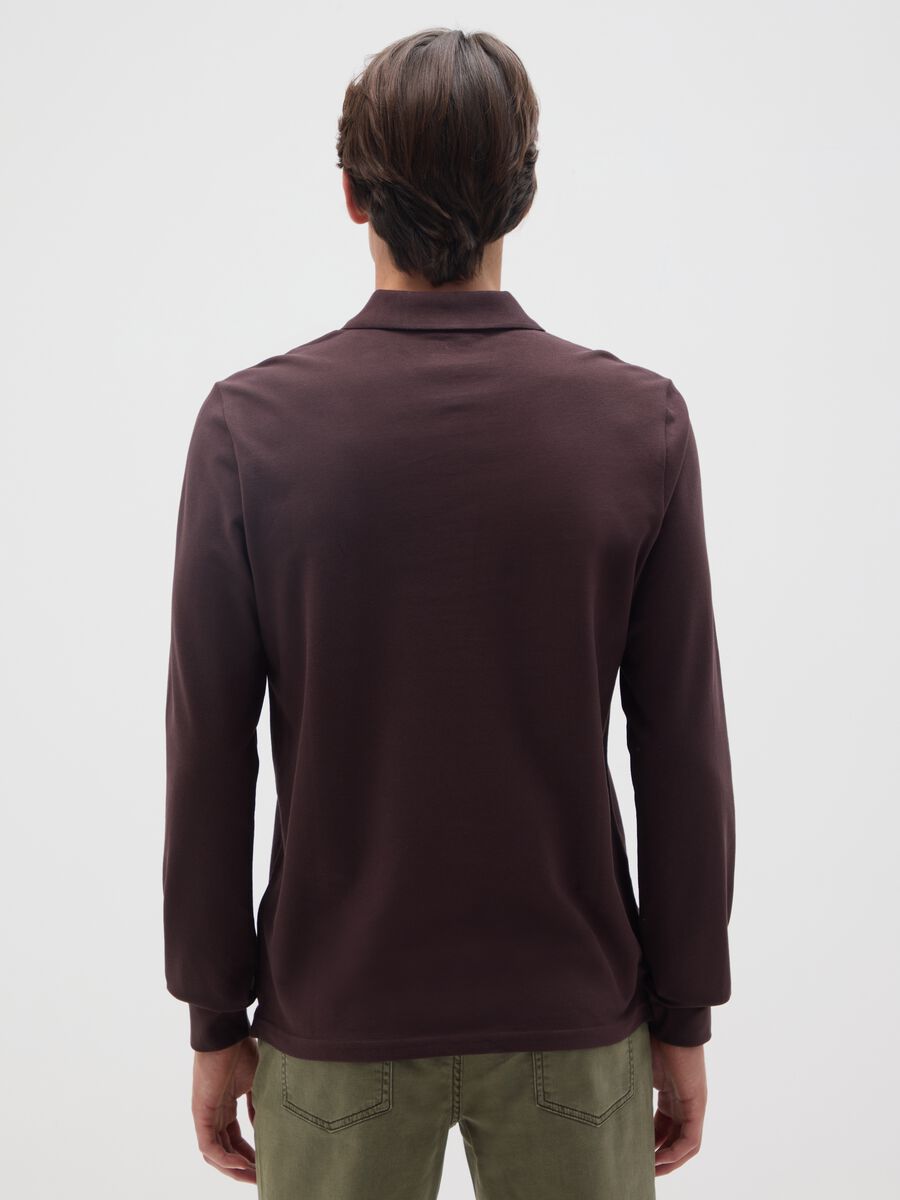 Polo in puro cotone marrone regular fit_2
