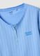 Sky blue pure cotton striped nightshirt with regular fit and serafino collar_1