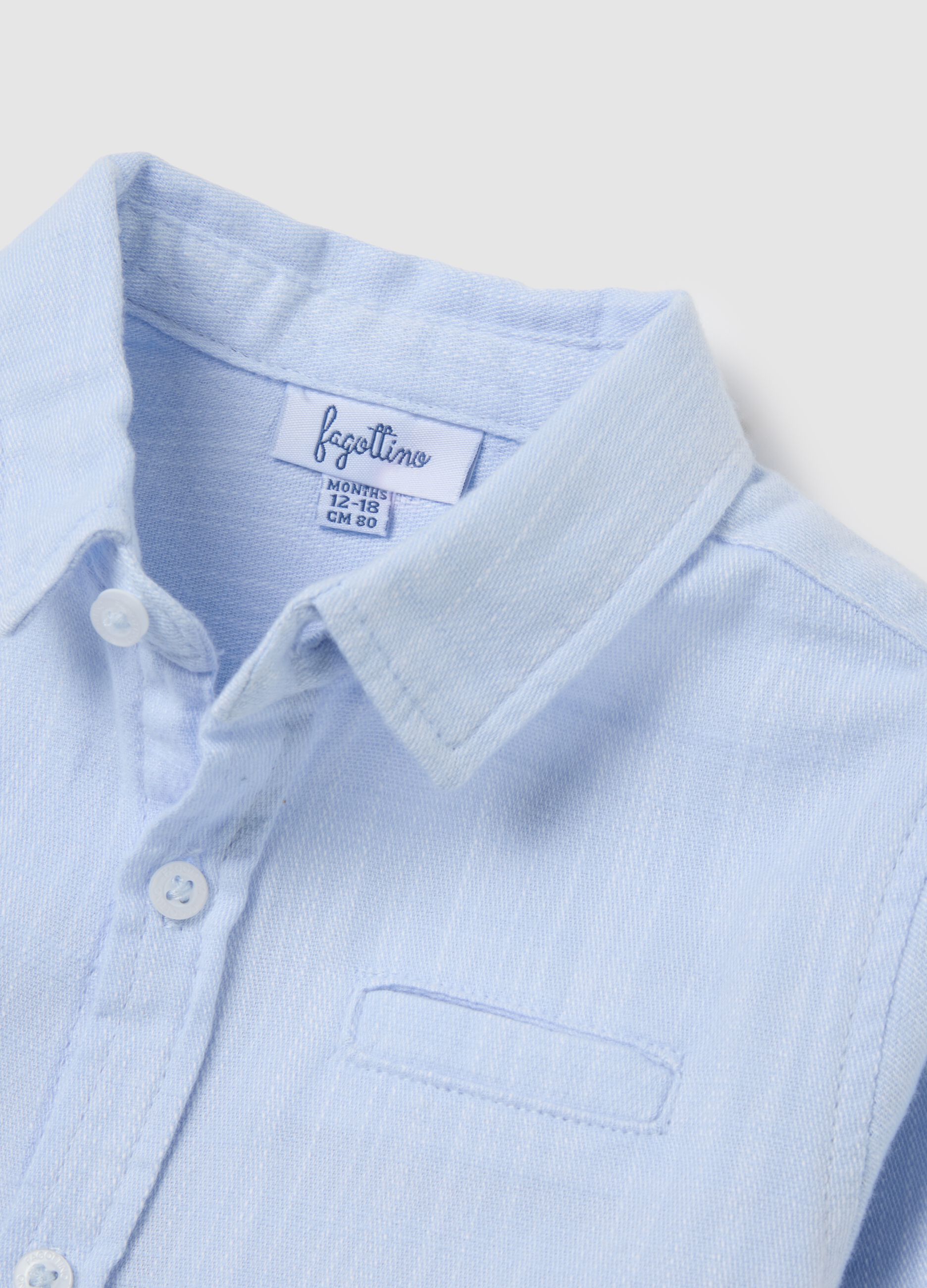 Camicia da bambino in puro cotone azzurra regular fit