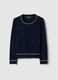 Regular fit blue crew neck jumper with contrast details_4
