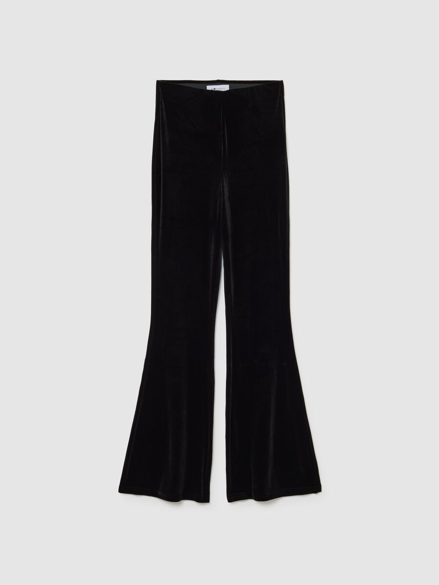 Black stretchy flare trousers_4
