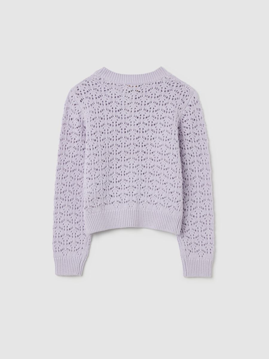 Cotton cardigan with openwork motif_1