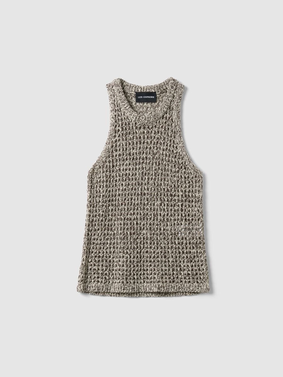 Multicoloured regular fit cotton blend tank top with knitted design_4