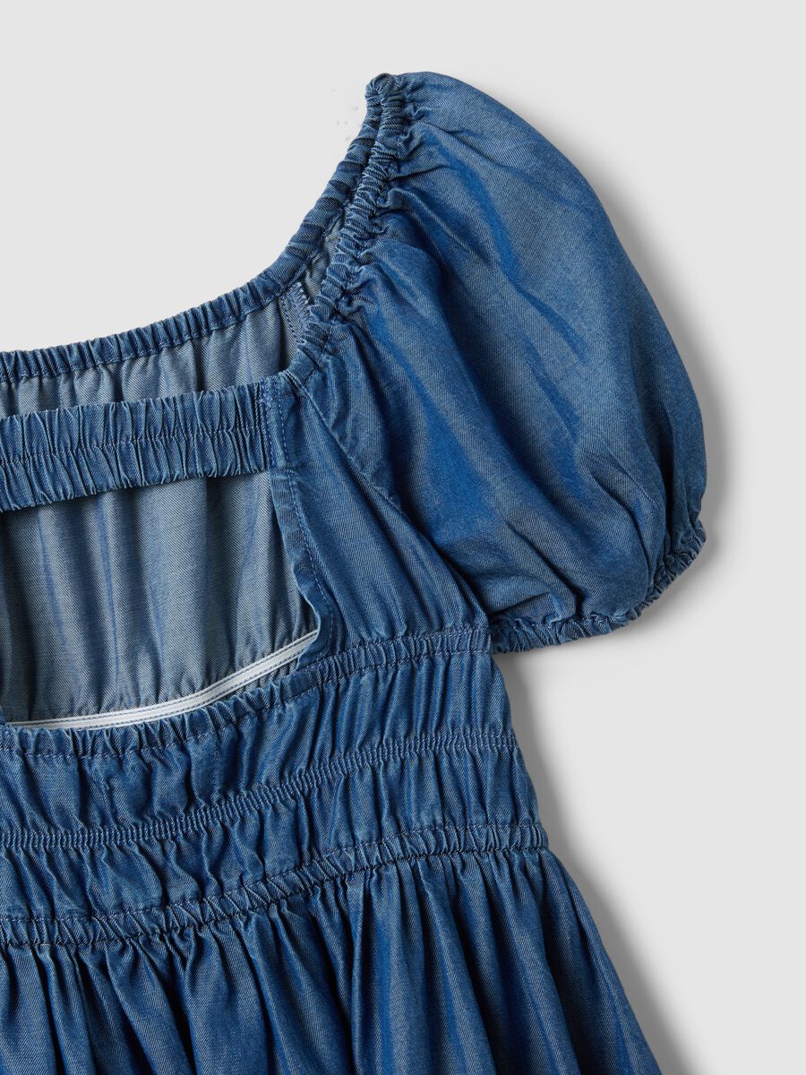 Vestito in puro lyocell blu da bambina regular fit con elastico_3