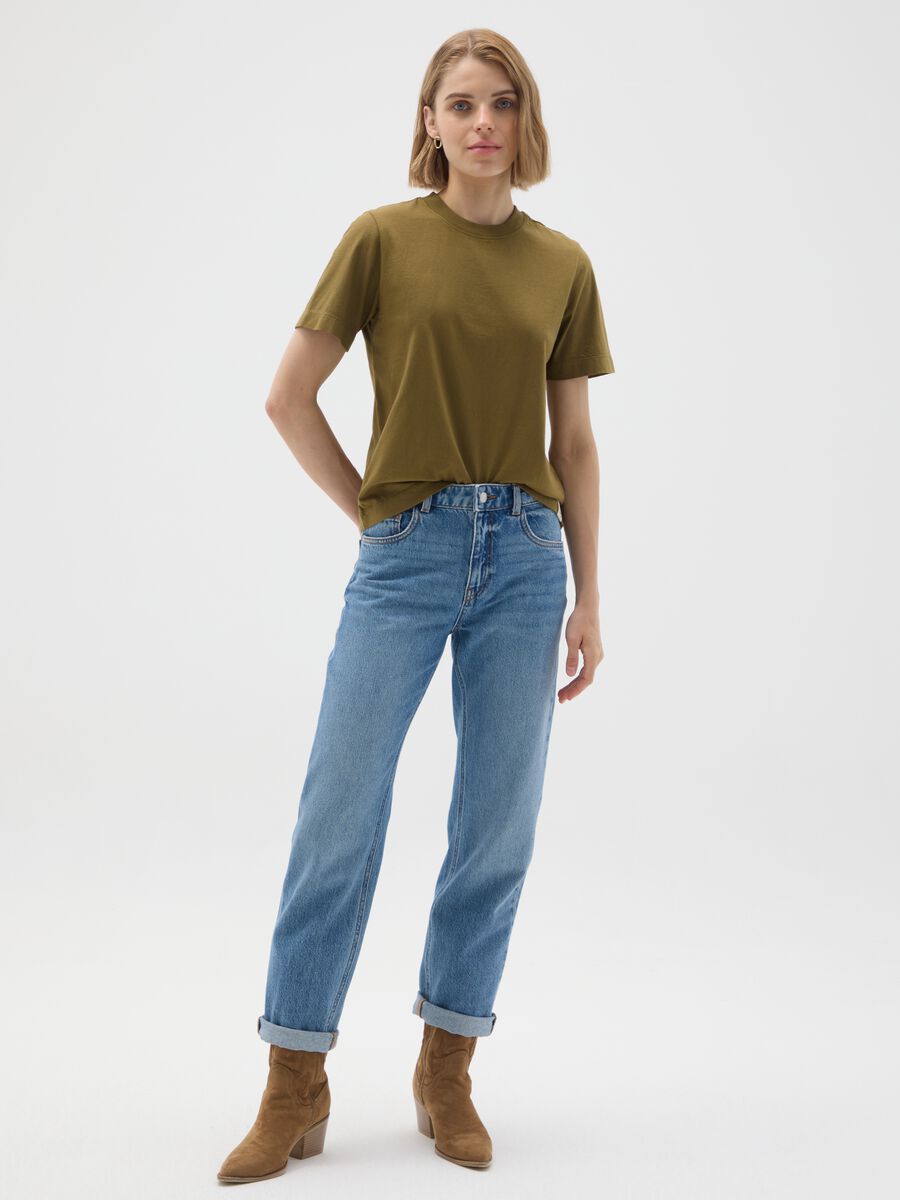 Women's green T-shirt in pure Italian cotton regular fit_1