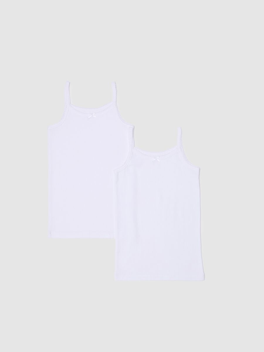 Two-pack cotton vests with bow_0