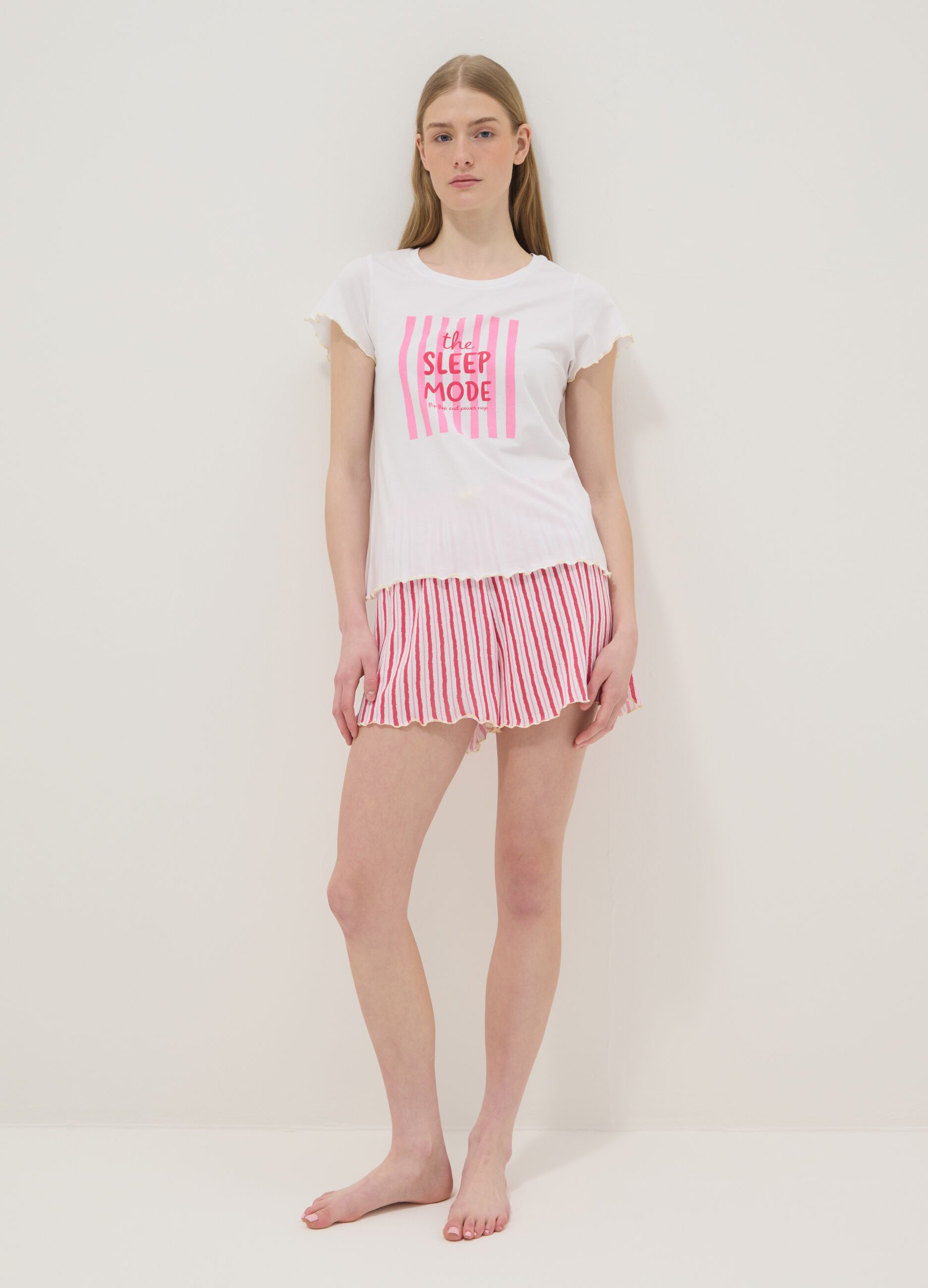 Multicolour pure cotton short pyjamas, regular fit, printed