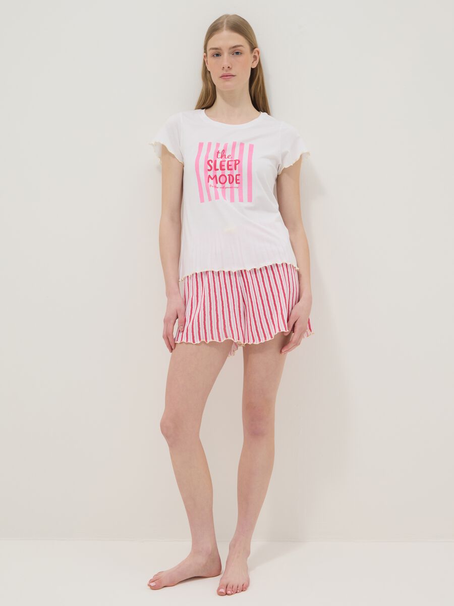 Pigiama corto in puro cotone multicolor regular fit con stampa_0