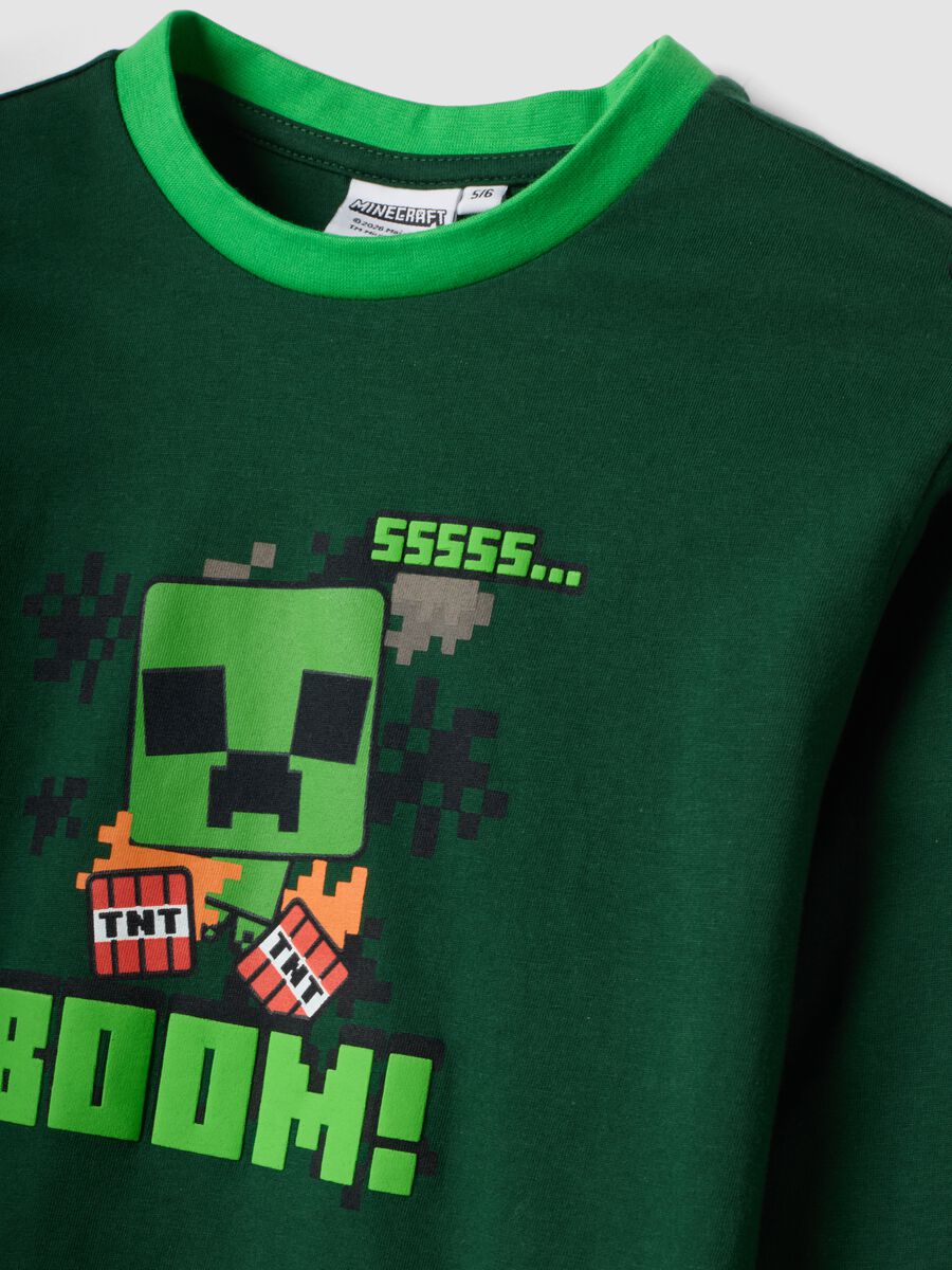 Green Minecraft print pyjamas in pure organic cotton for boys_3
