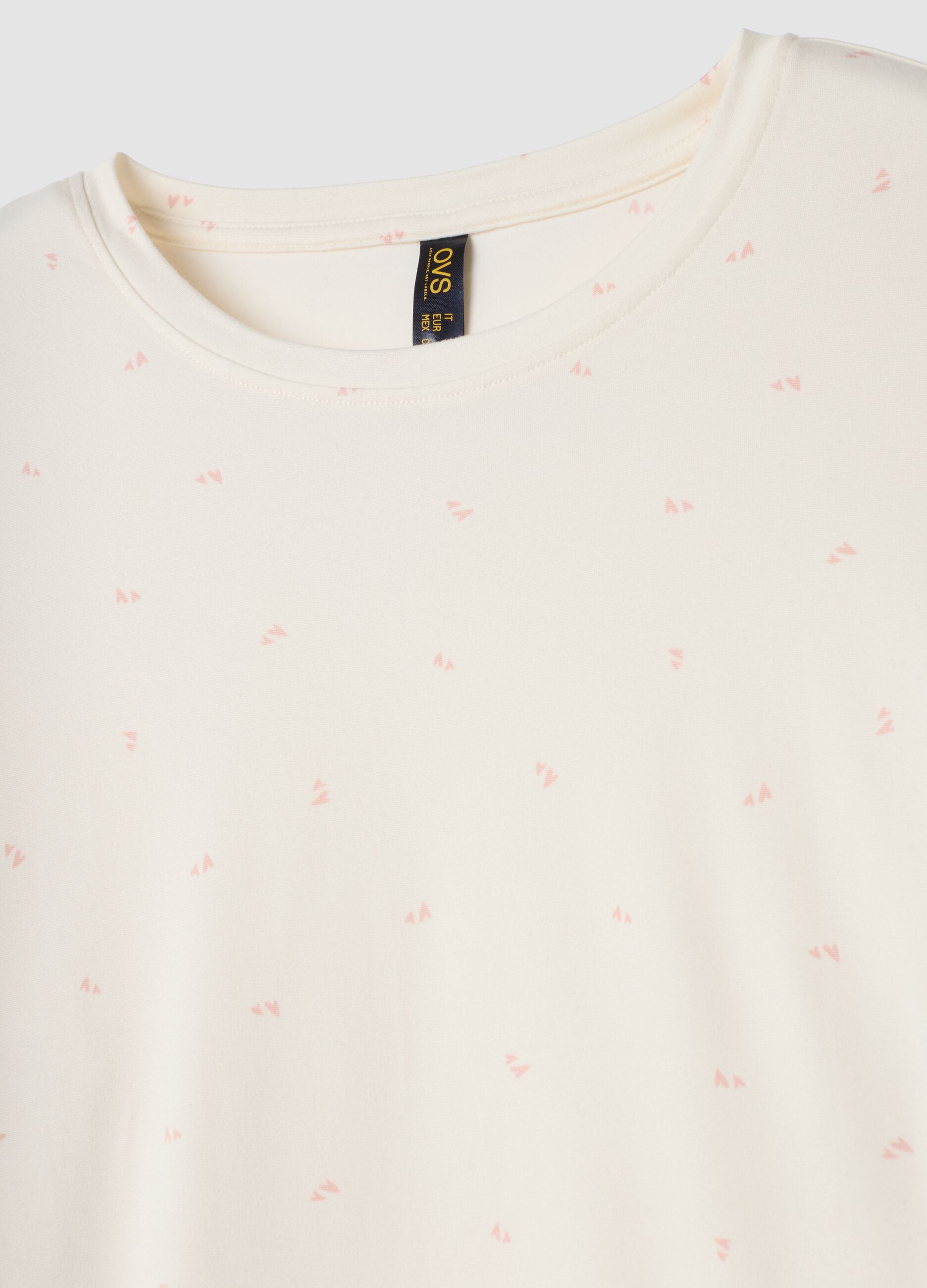 Black stretch-fabric crew-neck pyjamas