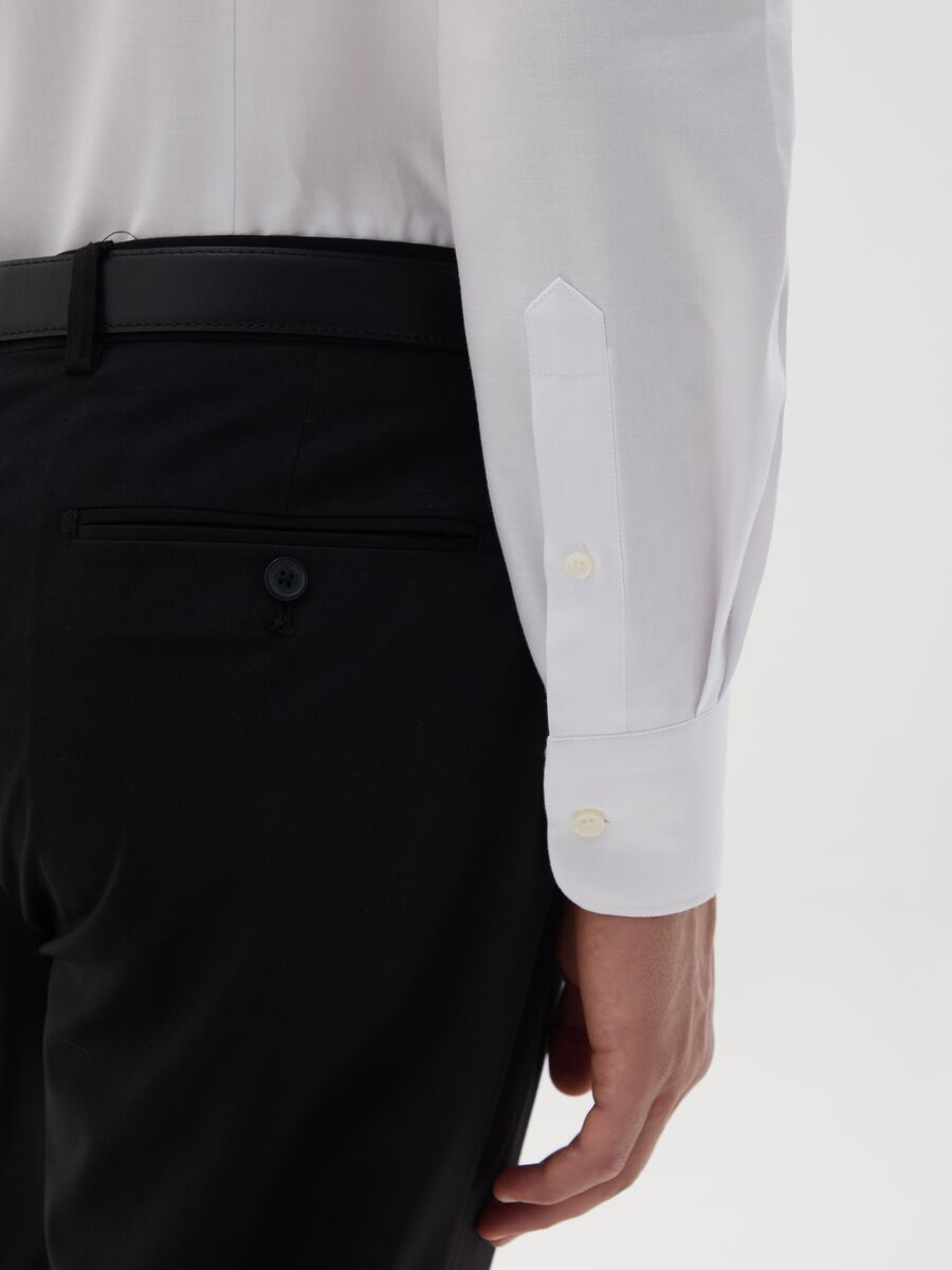 Men's white slim fit pure cotton shirt, easy iron_3