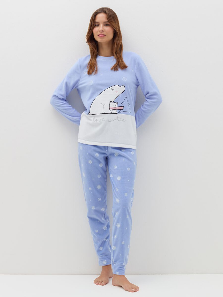 Velour pyjamas with "Love Winter" embroidery_0