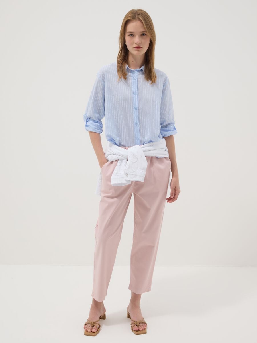Blue striped pure cotton regular fit shirt_2