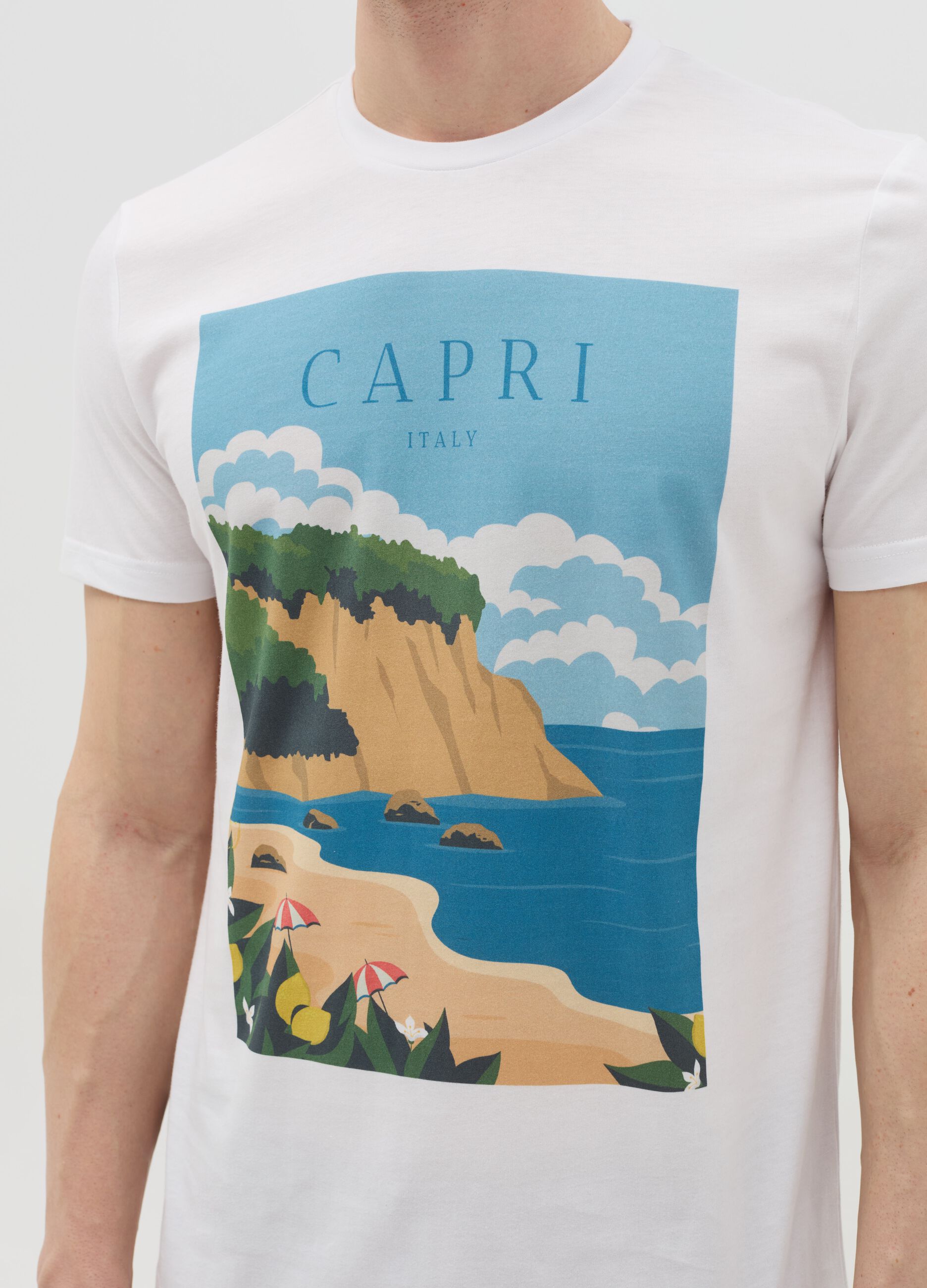 Cotton T-shirt with "Capri Italy" print