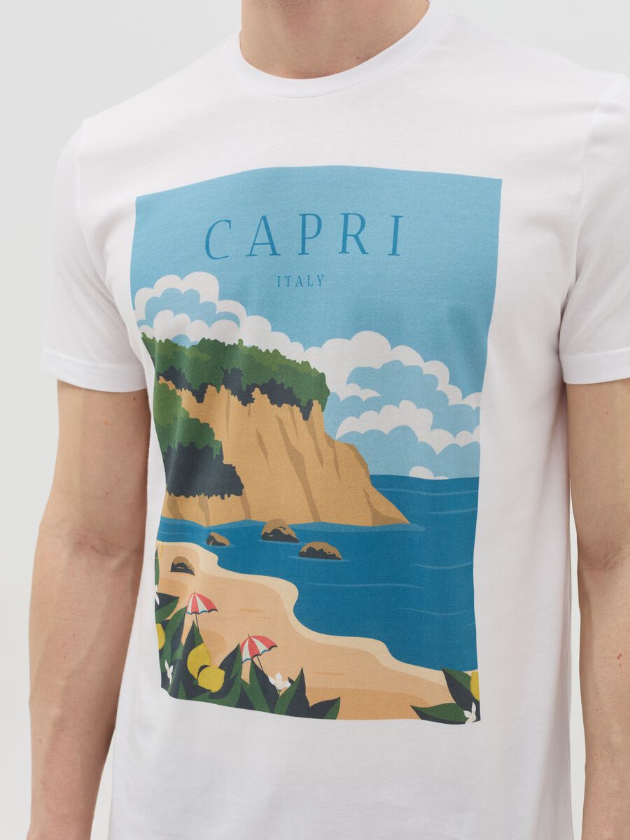 Cotton T-shirt with "Capri Italy" print_2