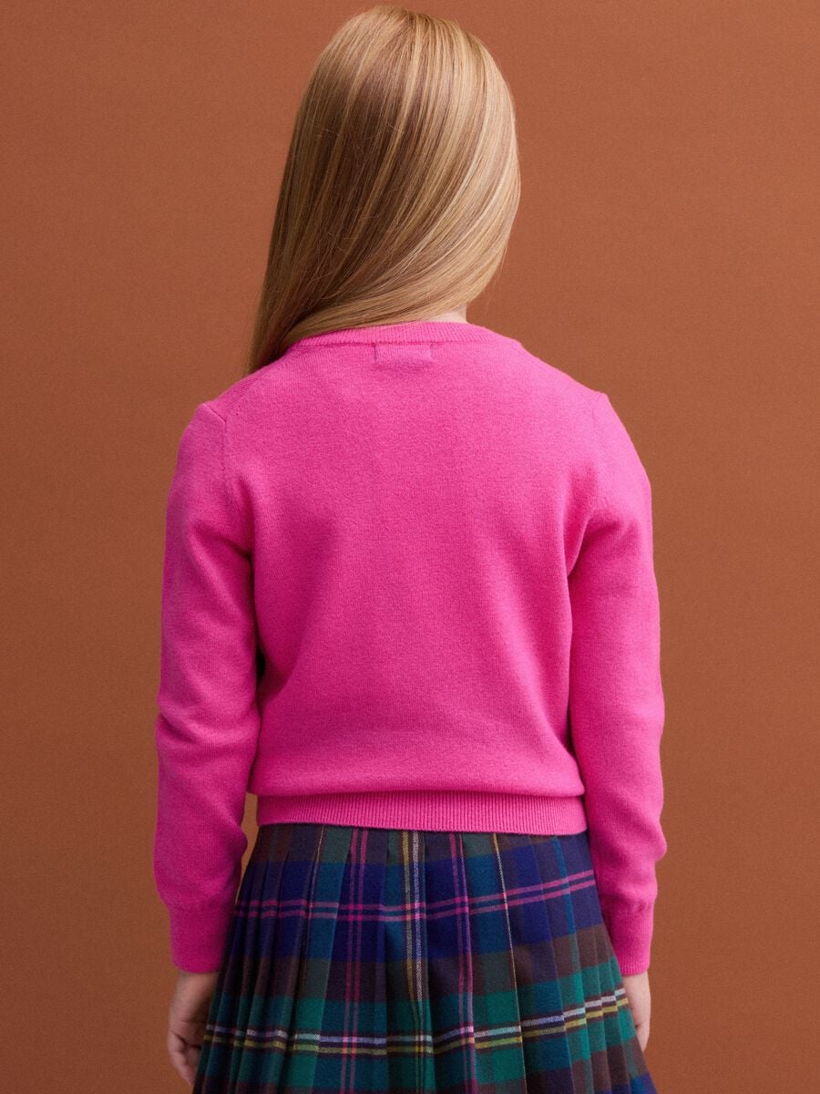 Maglione rosa in pura lana a maniche lunghe regular fit_2