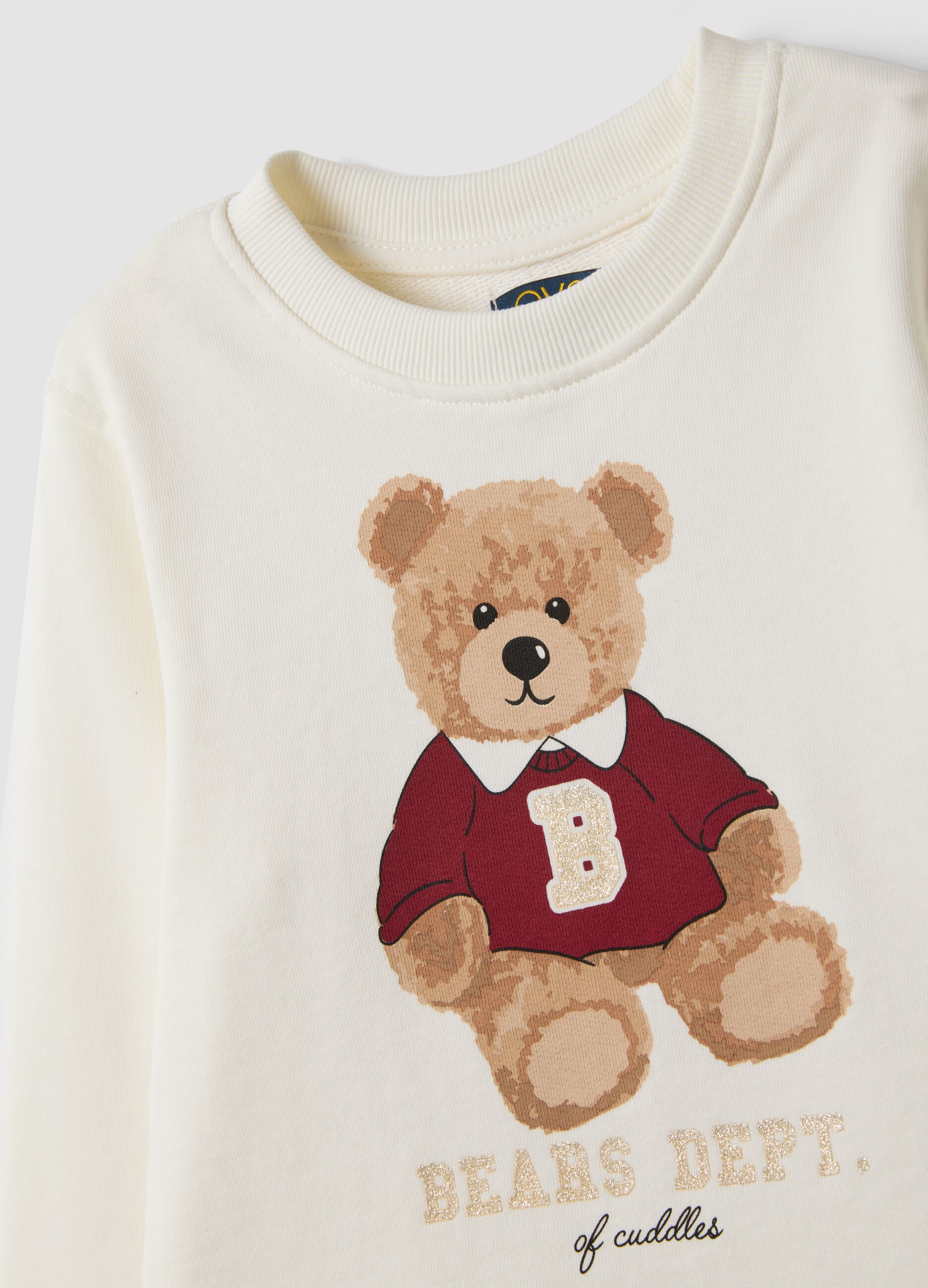 Multicoloured pure cotton set with teddy bear print for girls