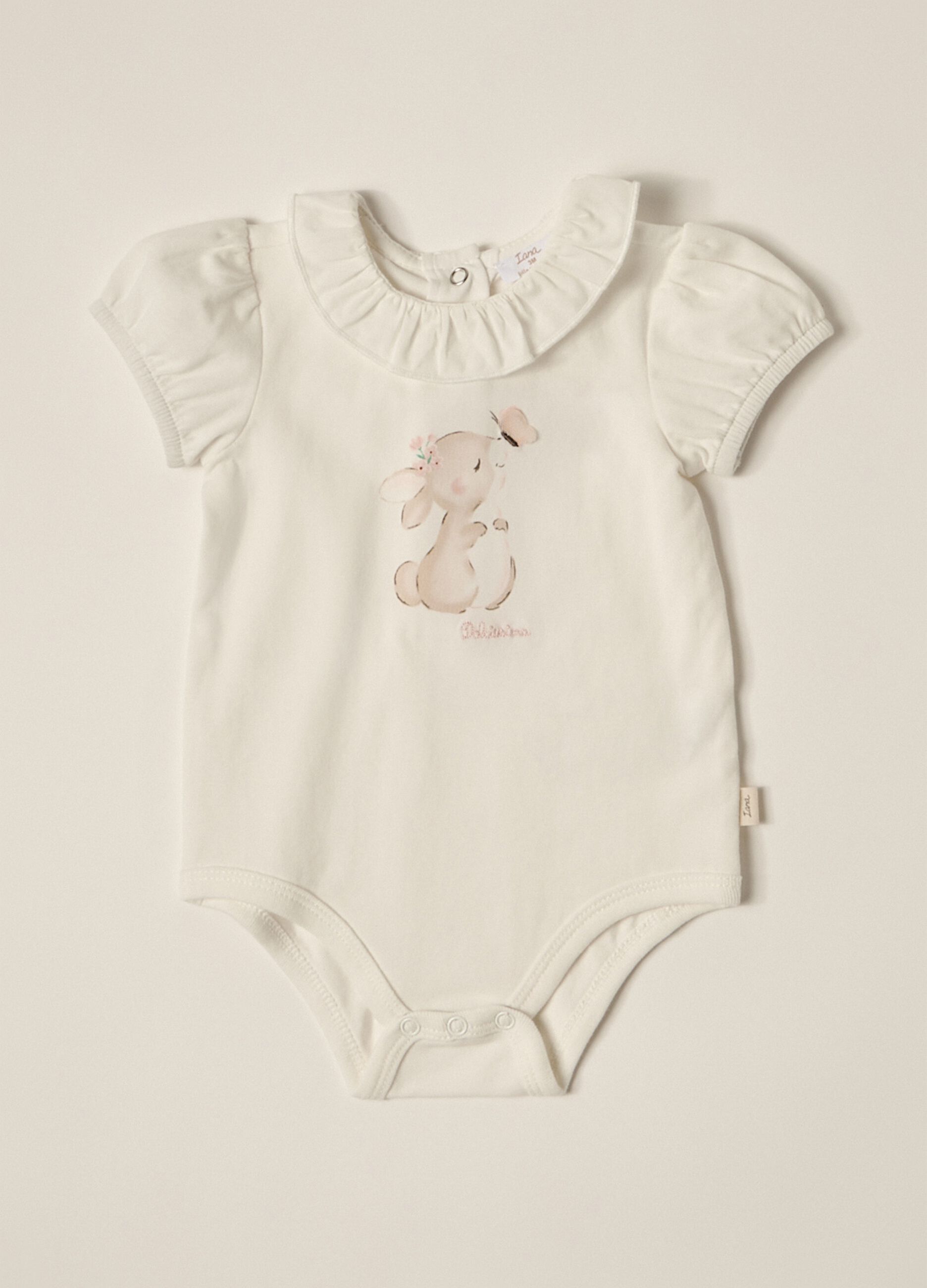 IANA newborn girl stretch cotton jersey bodysuit