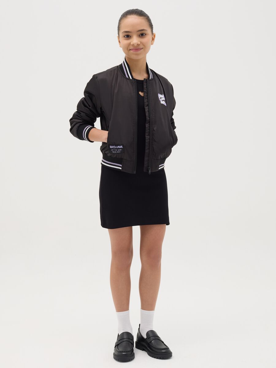Abito lungo in cotone stretch a costine con cuore_1