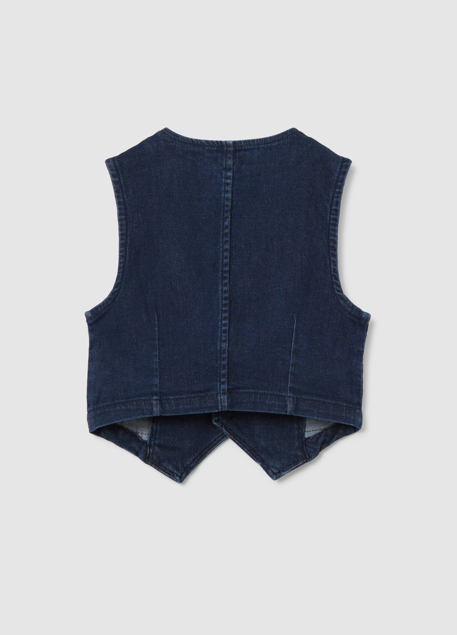 Blue gilet in stretch denim