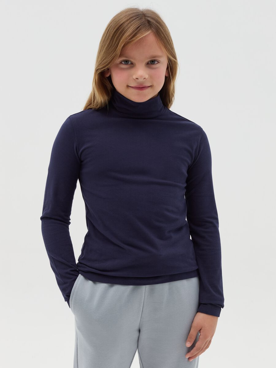 Long-sleeved T-shirt with mock neck_0