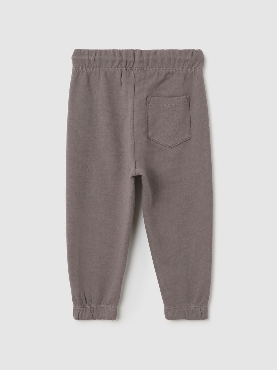 Joggers da bambino in puro cotone grigi regular fit_1