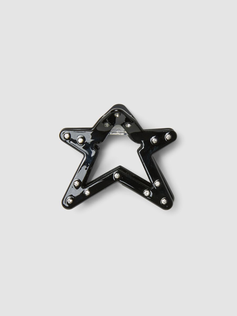 Black star hair clip with rhinestones for girls_0